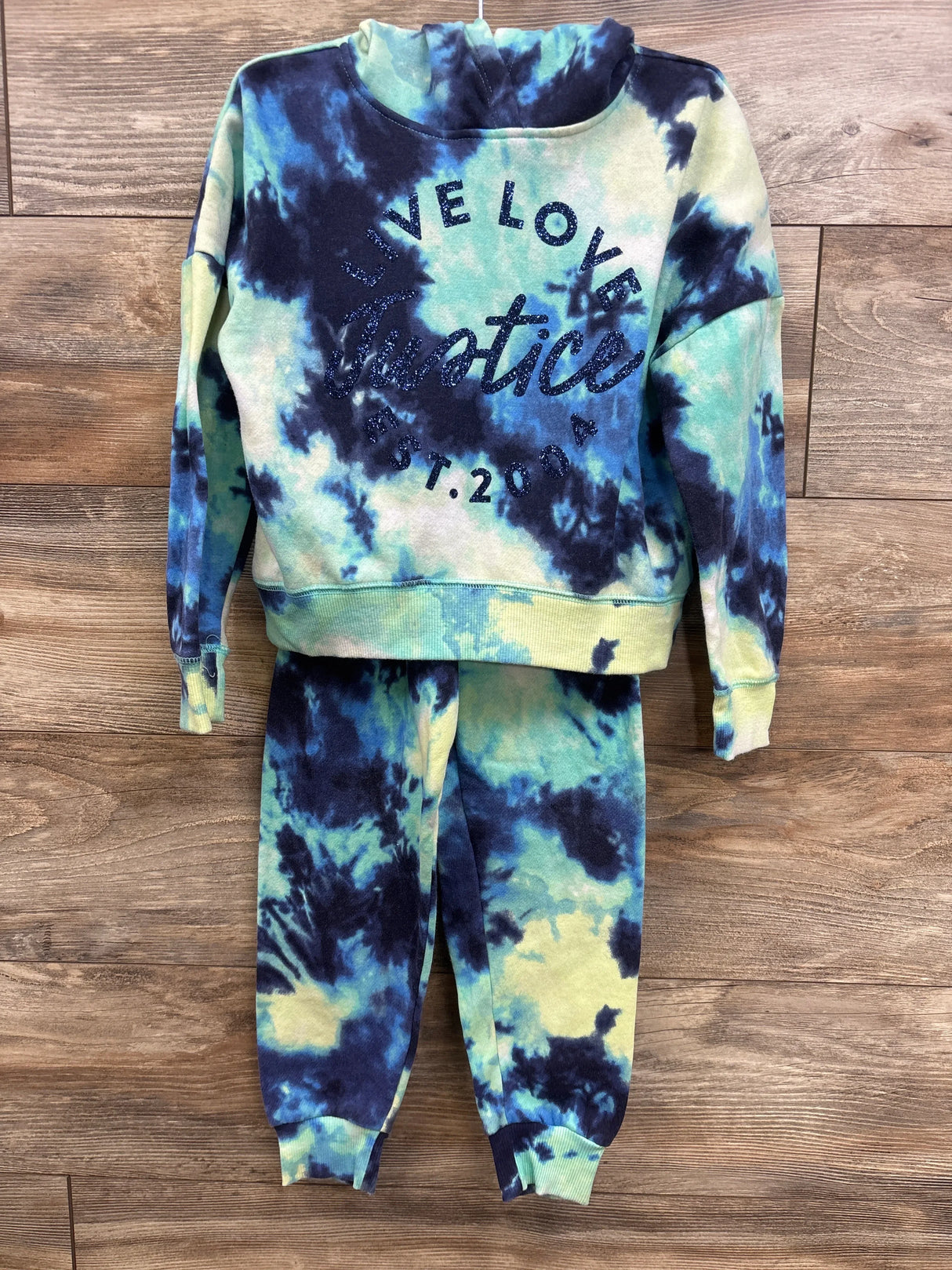 Justice 2pc Tie-Dye Sweatshirt & Joggers Set Navy sz 5/6T