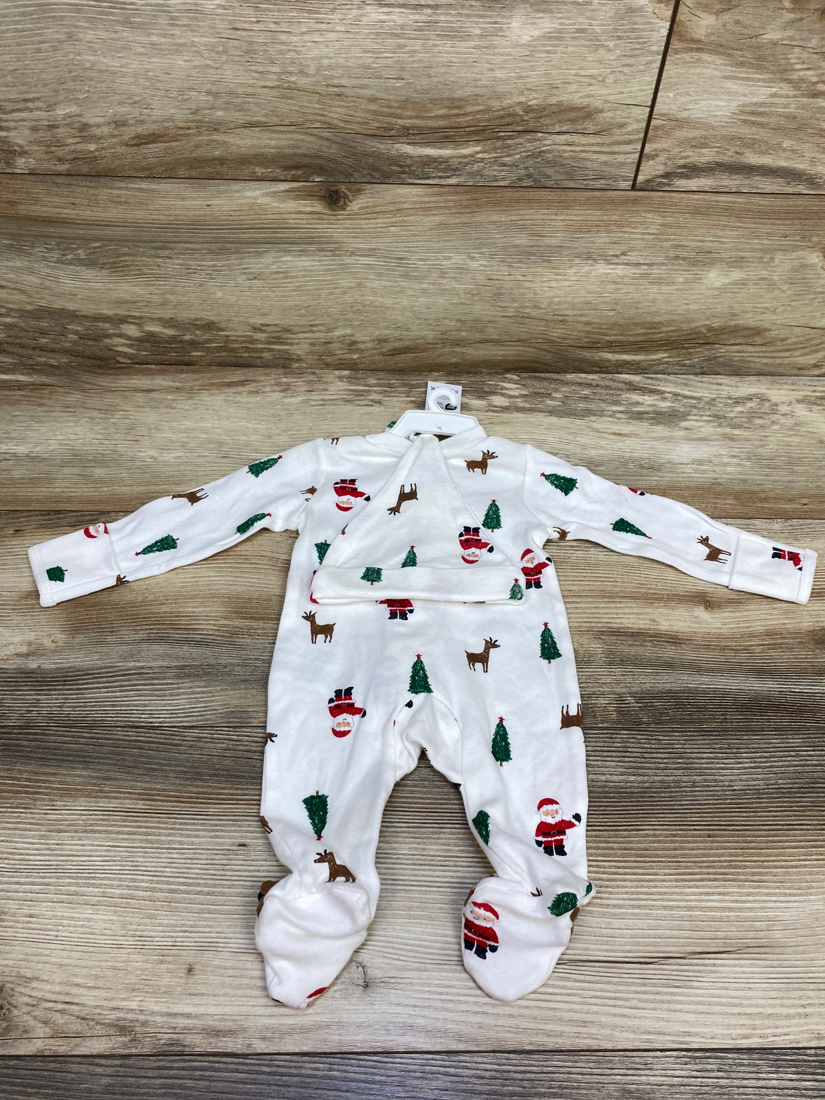 NEW Just One You 2pc Christmas Sleeper & Hat Set White sz Newborn