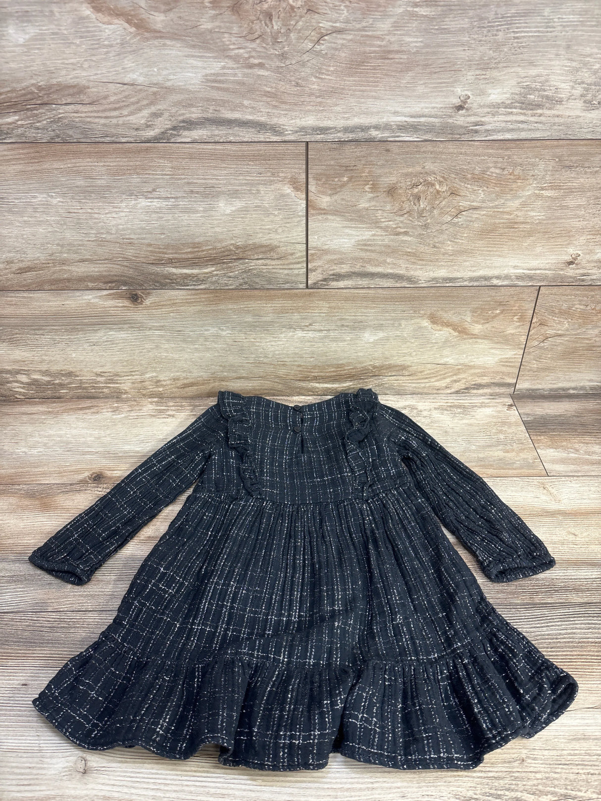 Zara Black Metallic Ruffle Dress sz 3-4T