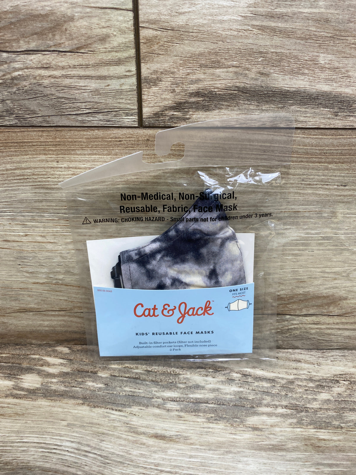 NEW Cat & Jack 2pk Kids' Reusable Face Masks Grey OSFM