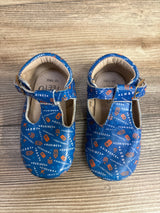 Monkey Feet T-Strap Soft Sole Shoes Military Branch Print Blue sz 4/5c