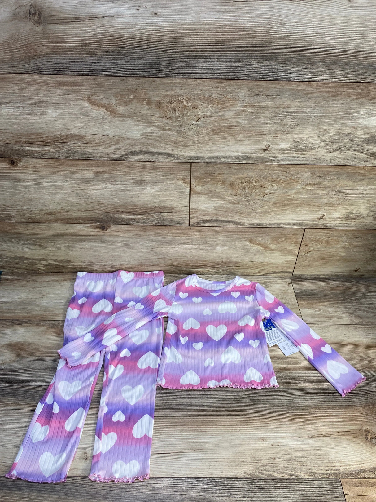 NEW Tahari 2pc Ribbed Heart Pajama Set Purple sz 4T