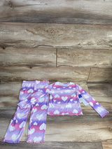 NEW Tahari 2pc Ribbed Heart Pajama Set Purple sz 4T