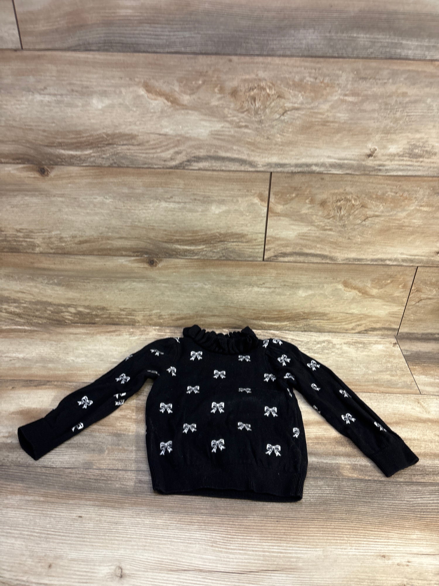Janie & Jack Bow Puff Sleeve Sweater Black sz 4T