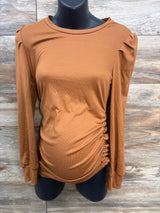 NEW Ekouaer Ribbed Ruched Shirt Brown sz Medium