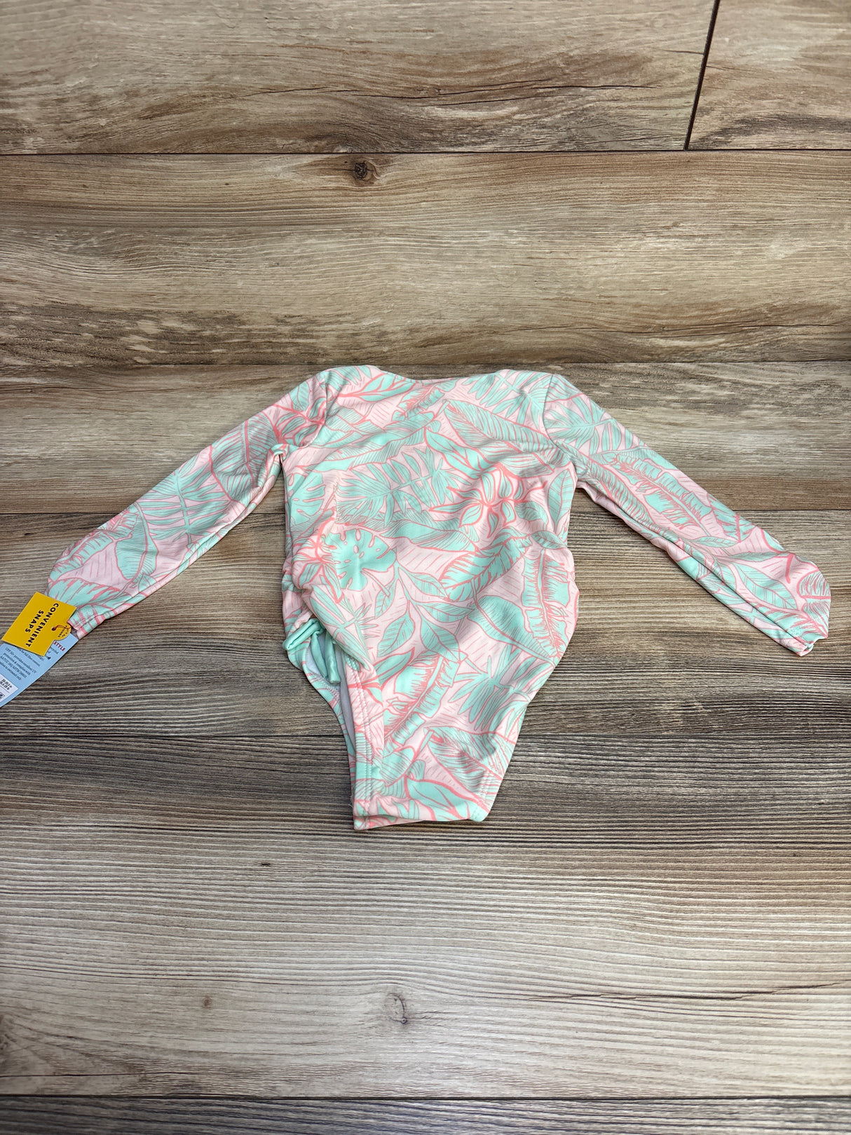 NEW Cat & Jack 1pc Leaf Print Rashguard Swimsuit Pink sz 2T