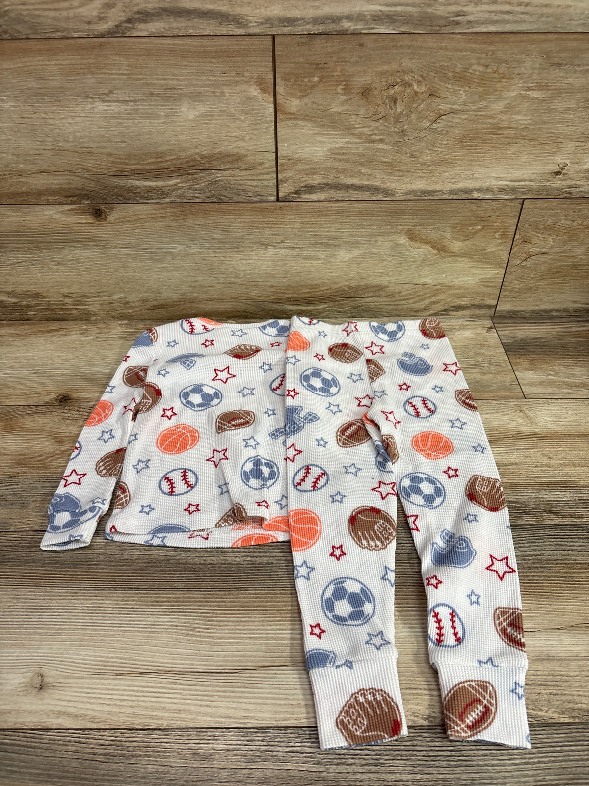 Saint Eve 2pc Waffle Knit Sports Pajama Set White sz 4T