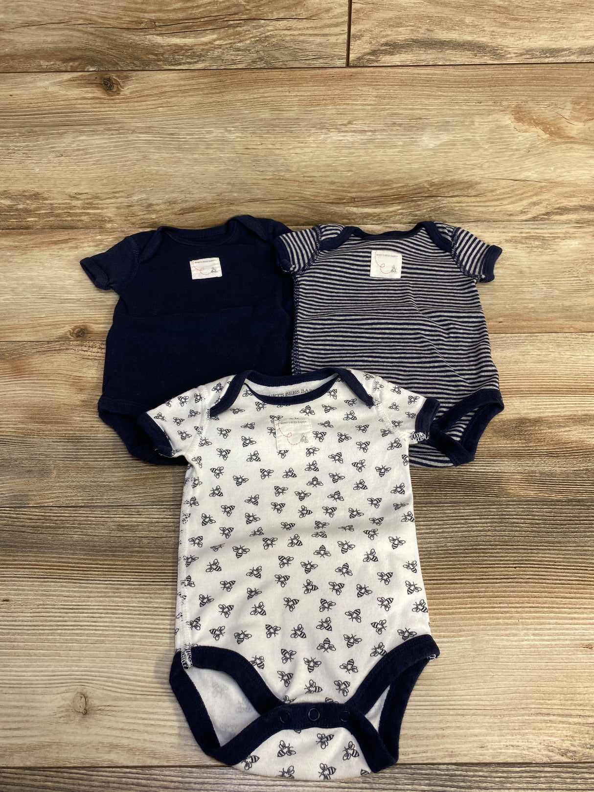 Burt's Bee Baby 3pk Bee Bodysuit Set White sz 0-3m