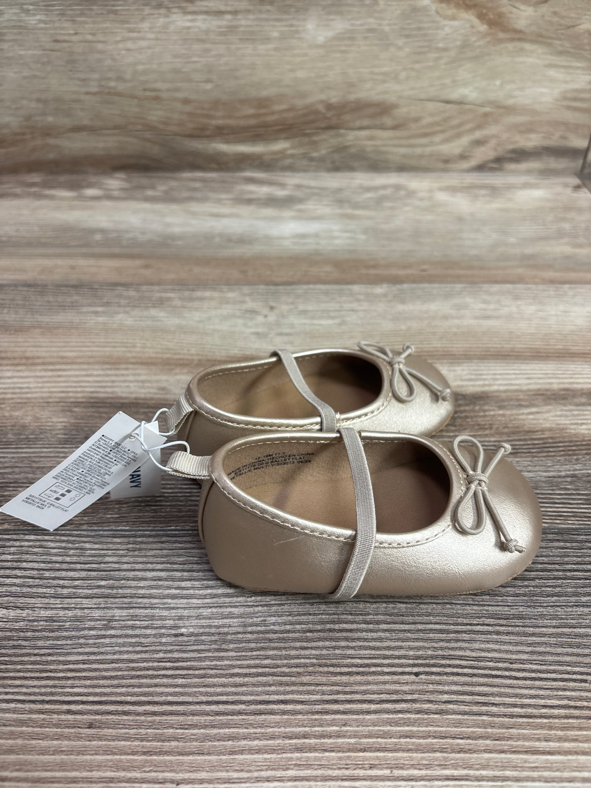 NEW Old Navy Metallic Faux-Leather Ballet Flats Gold sz 4/5c