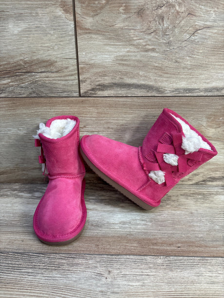 Koolaburra Bow Fur Boots Neon Pink sz 7c - Me n Mommy To Be