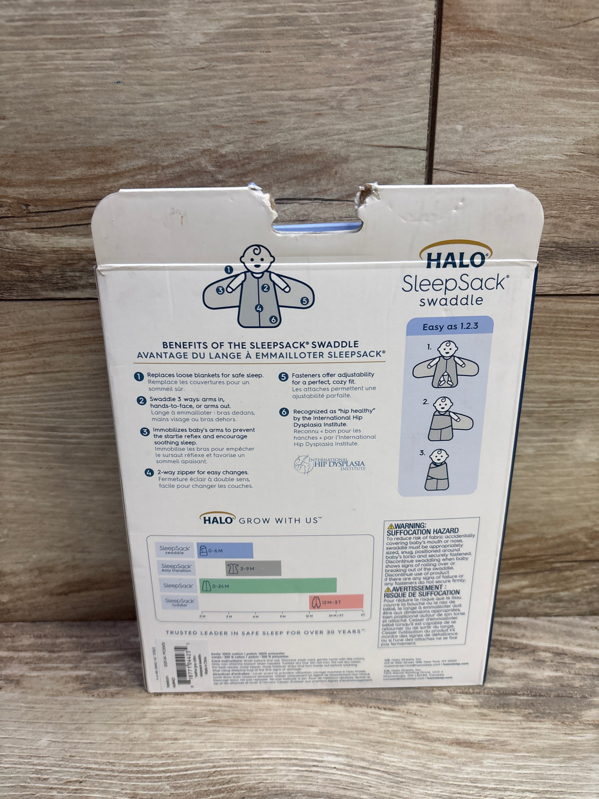 NEW Halo SleepSack 1.5TOG 3-Way Adjustable Swaddle Grey sz 0-3m