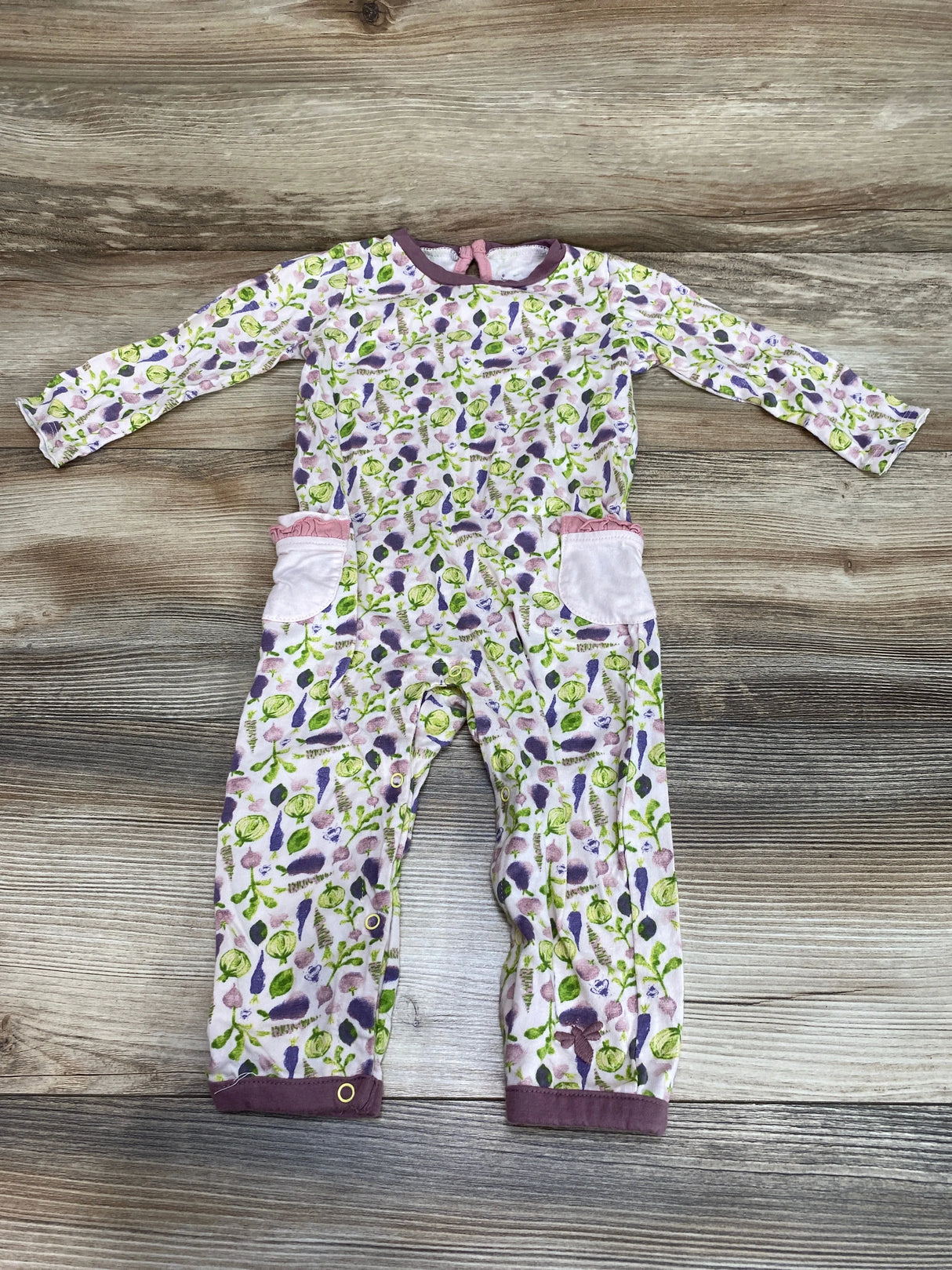 Burt's Bees Baby Vegetables Coverall Pink sz 6-9m