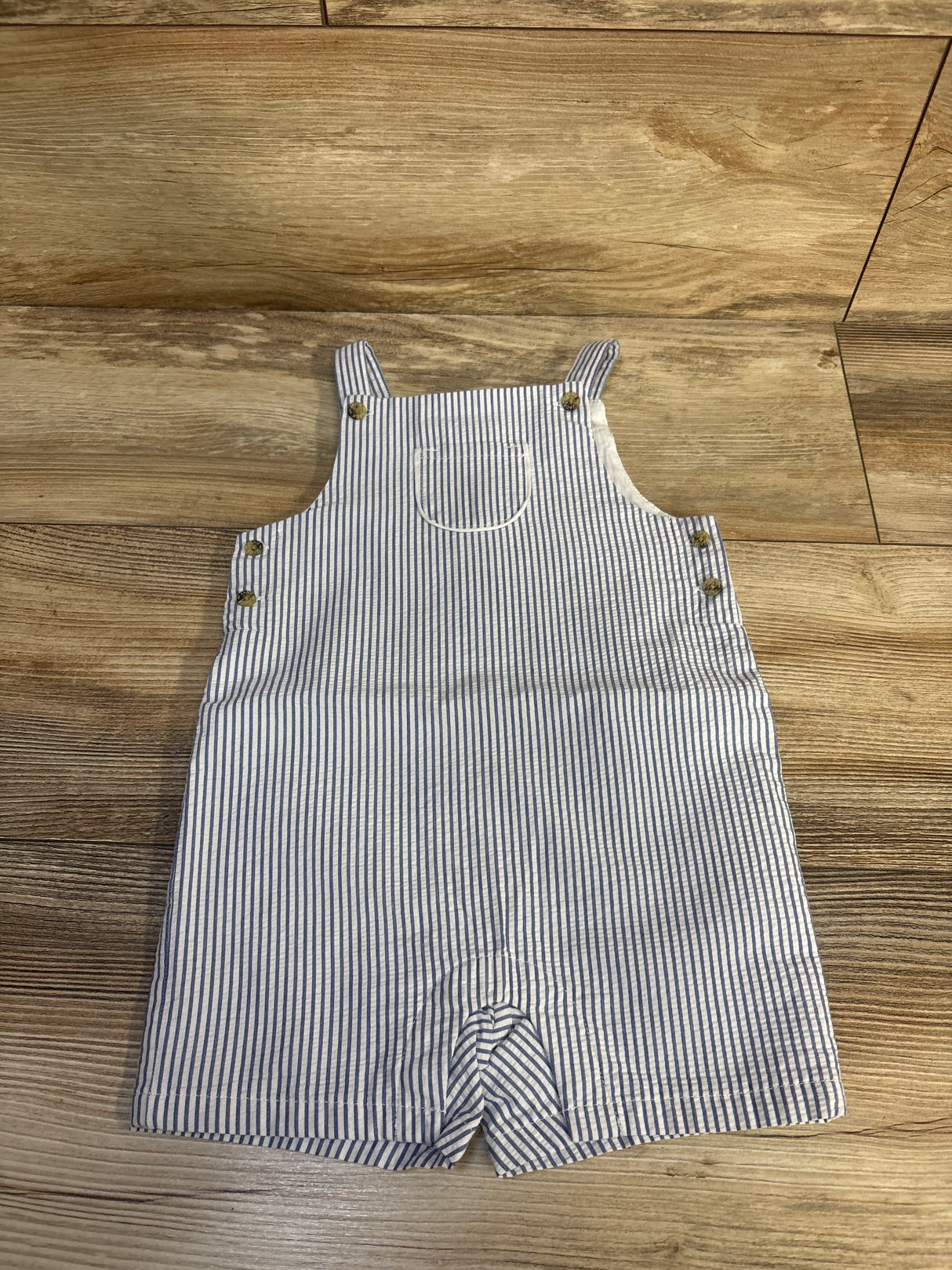 NEW Janie & Jack Striped Seersucker Shortalls Blue sz 12-18m