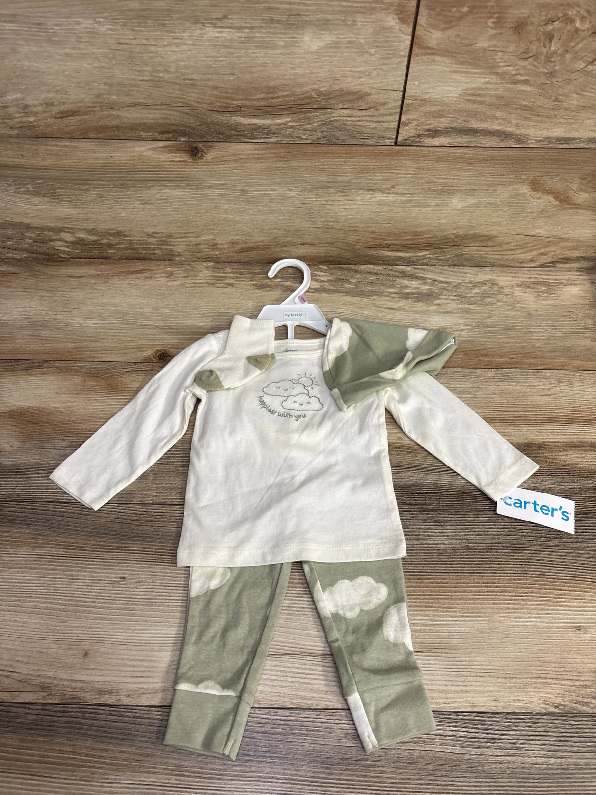 NEW Carter's 4pc Happiest With You Shirt & Bottoms Set Ivory sz 9m