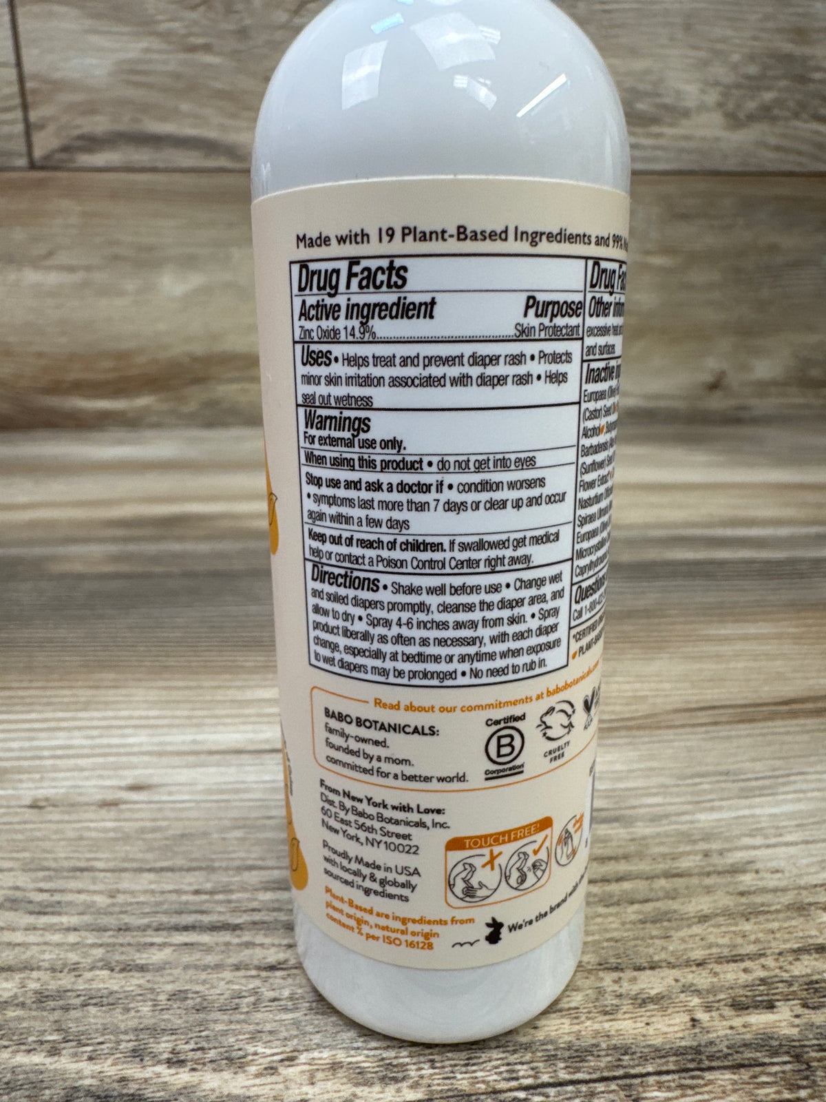 NEW Babo Botanicals Sensitive Baby Fragrance-Free Diaper Rash Cream Spray 3oz