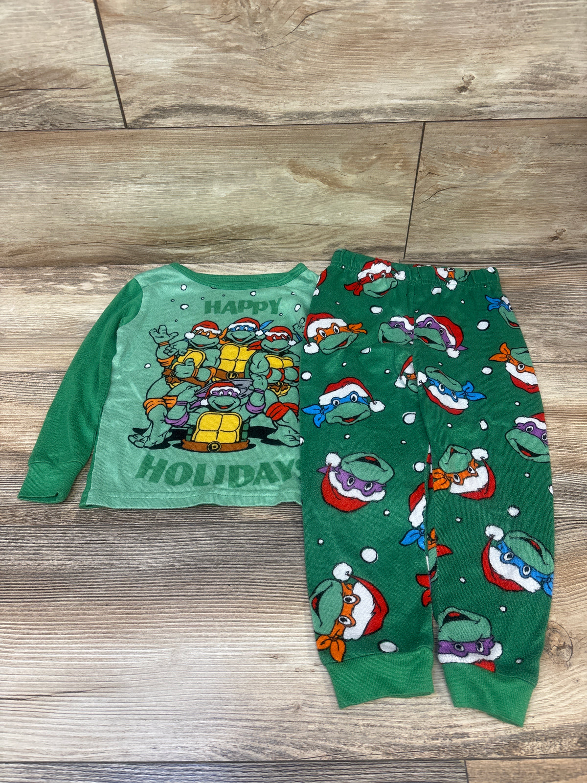 Teenage Mutant Ninja Turtles 2pc Happy Holidays Pajama Set Green sz 4T