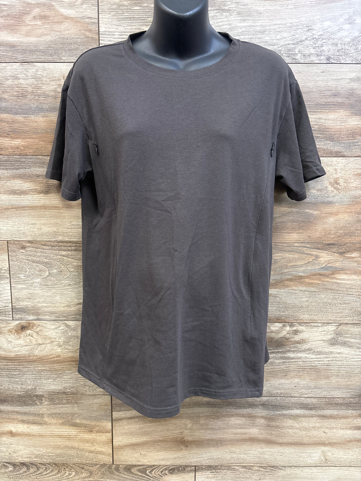 Ecavus Maternity Hidden Zipper Nursing Shirt Grey sz Large