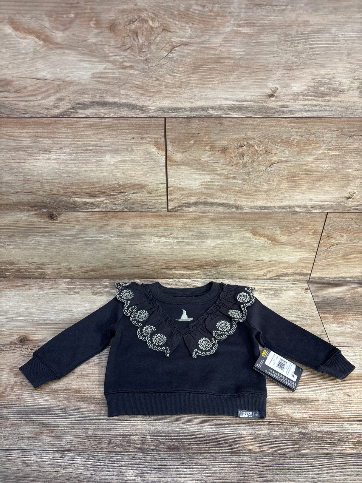 NEW Modern Moments x Wicked Elphaba Eyelet Ruffle Sweatshirt Grey sz 12m