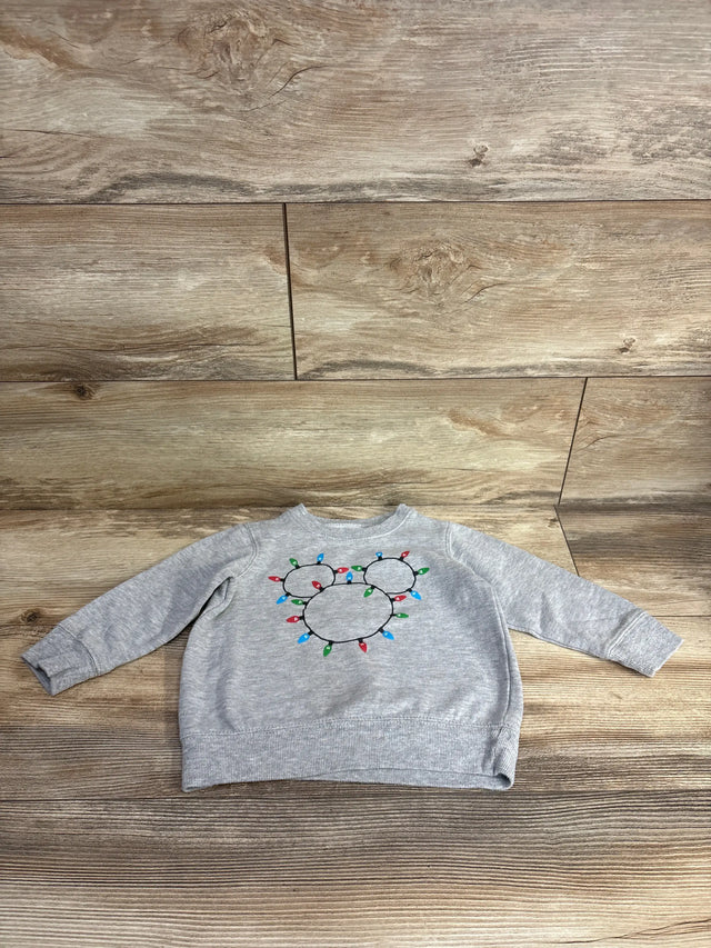 Gray kids sweater with festive Christmas lights design, perfect for holiday wear and resale shopping.