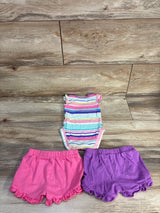 Children's Place 3pc Bodysuit & Shorts Set Pink sz 3-6m