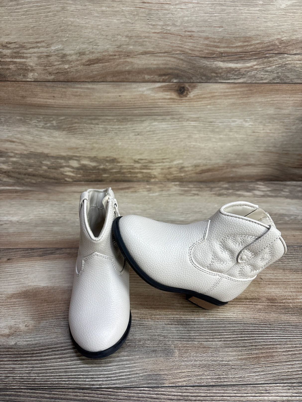 Cat & Jack Zipper Western Boots White sz 7c