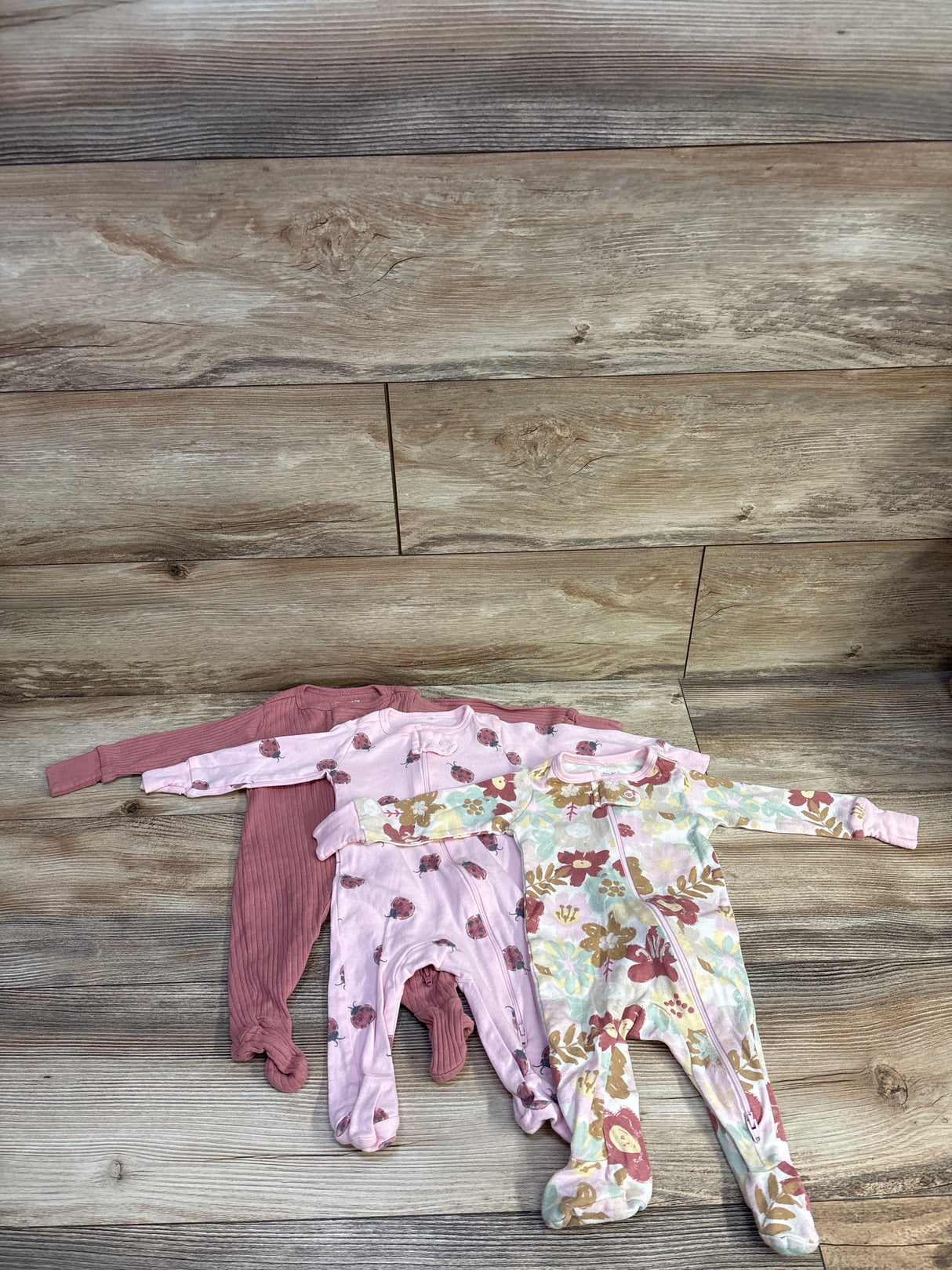 Member's Mark Organic 3pk Sleep & Play Sleepers Pink sz 3m