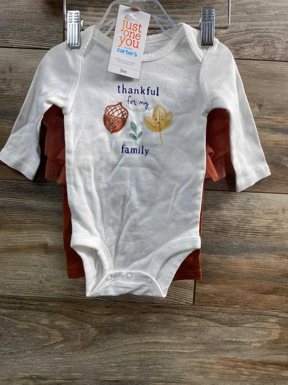 NEW Just One You 2Pc 'Thankful' Bodysuit & Skeggings White Sz 3m - Me n Mommy To Be