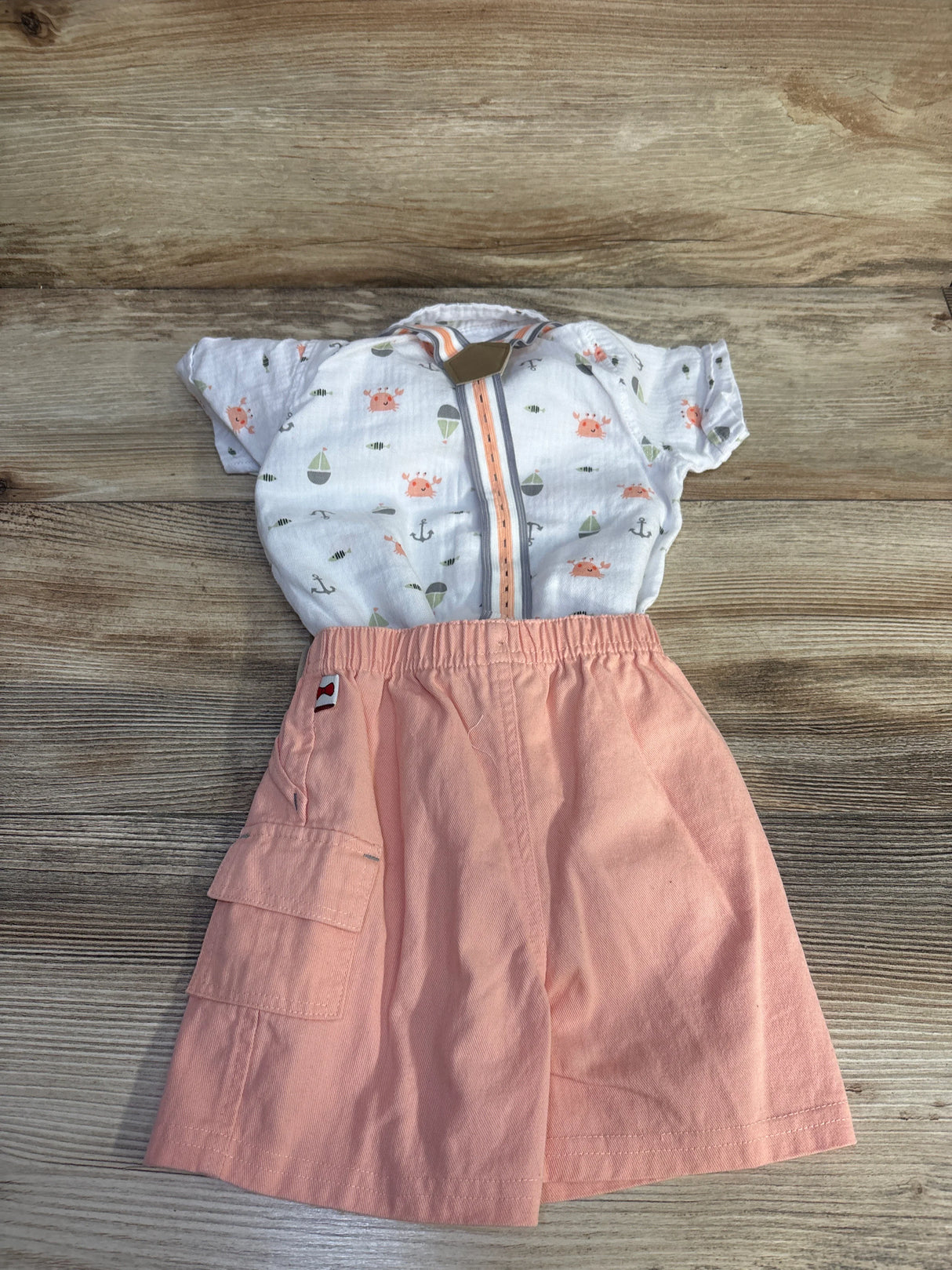 Dapper Dude 3pc Suspender Set Peach sz 12m