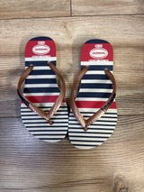 Havaianas Striped Flip Flops White sz 11/12c