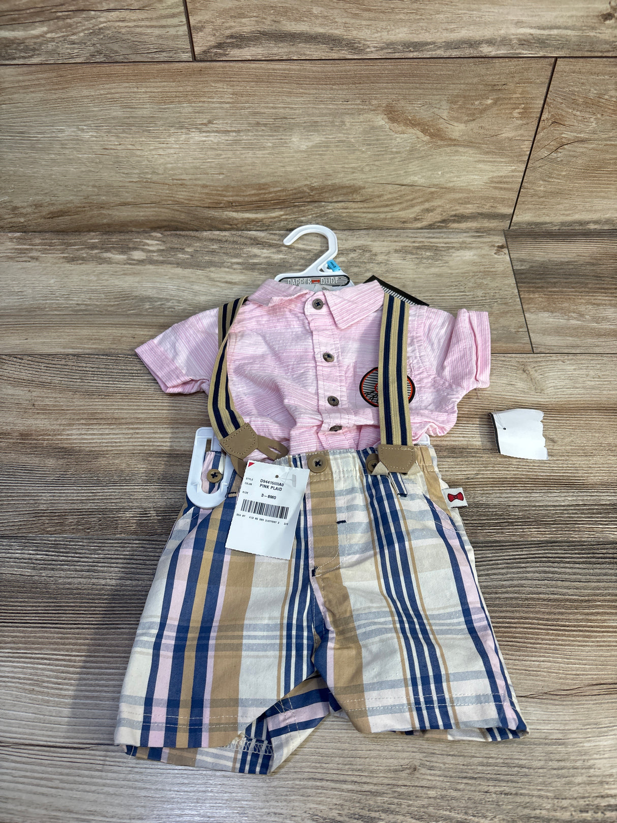 NEW Dapper Dude 3pc Suspender Set Pink sz 3/6m