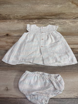 Zara Mini 2pc Metallic Dress & Bloomers Set Ivory sz 6/9m