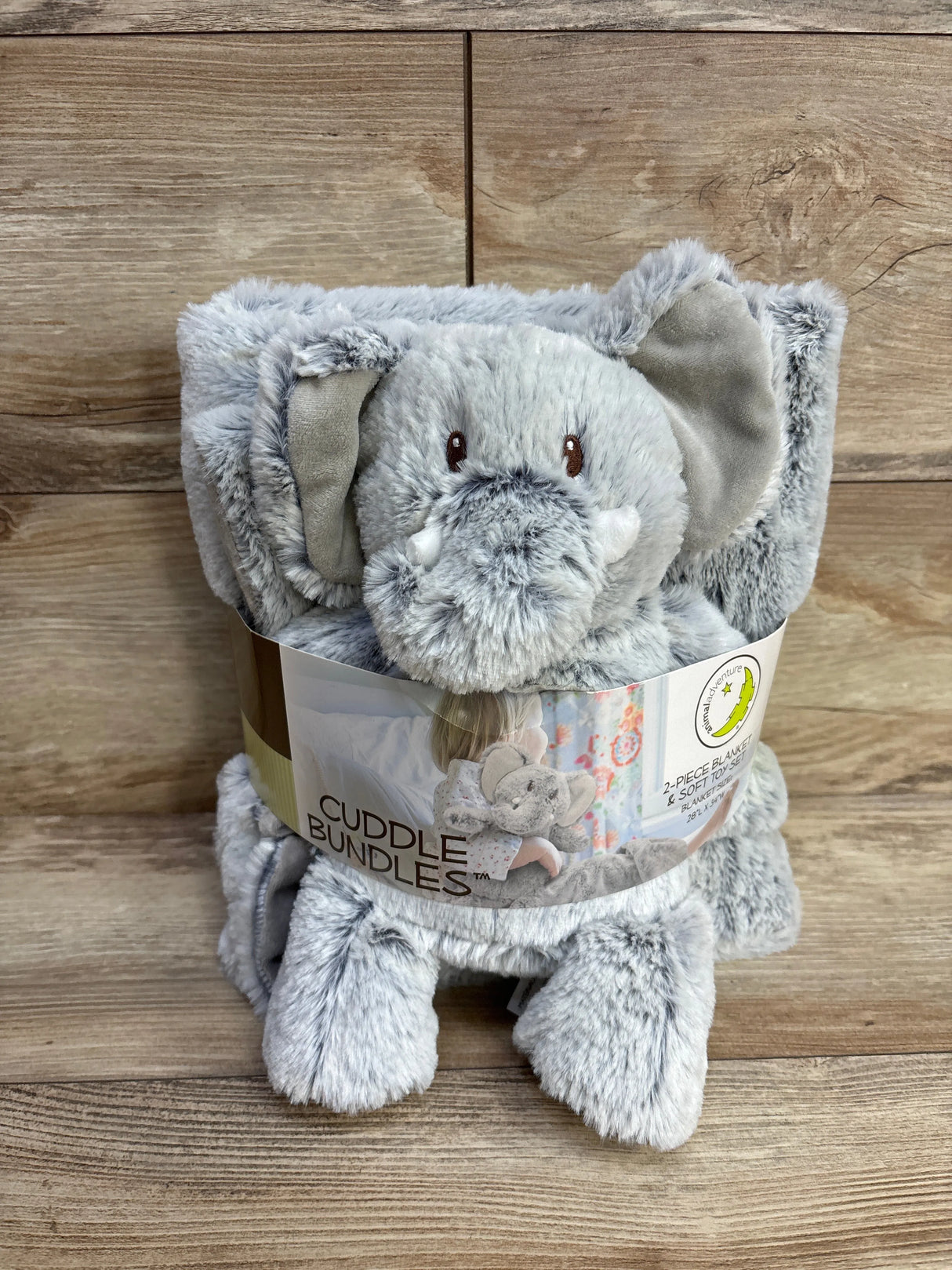 NEW Animal Adventure Cuddle Bundles 2pc Blanket & Soft Toy Set - Elephant