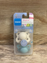 NEW MAM Original Matte Collection 2pk Pacifiers, Cream/Blue 0-6m