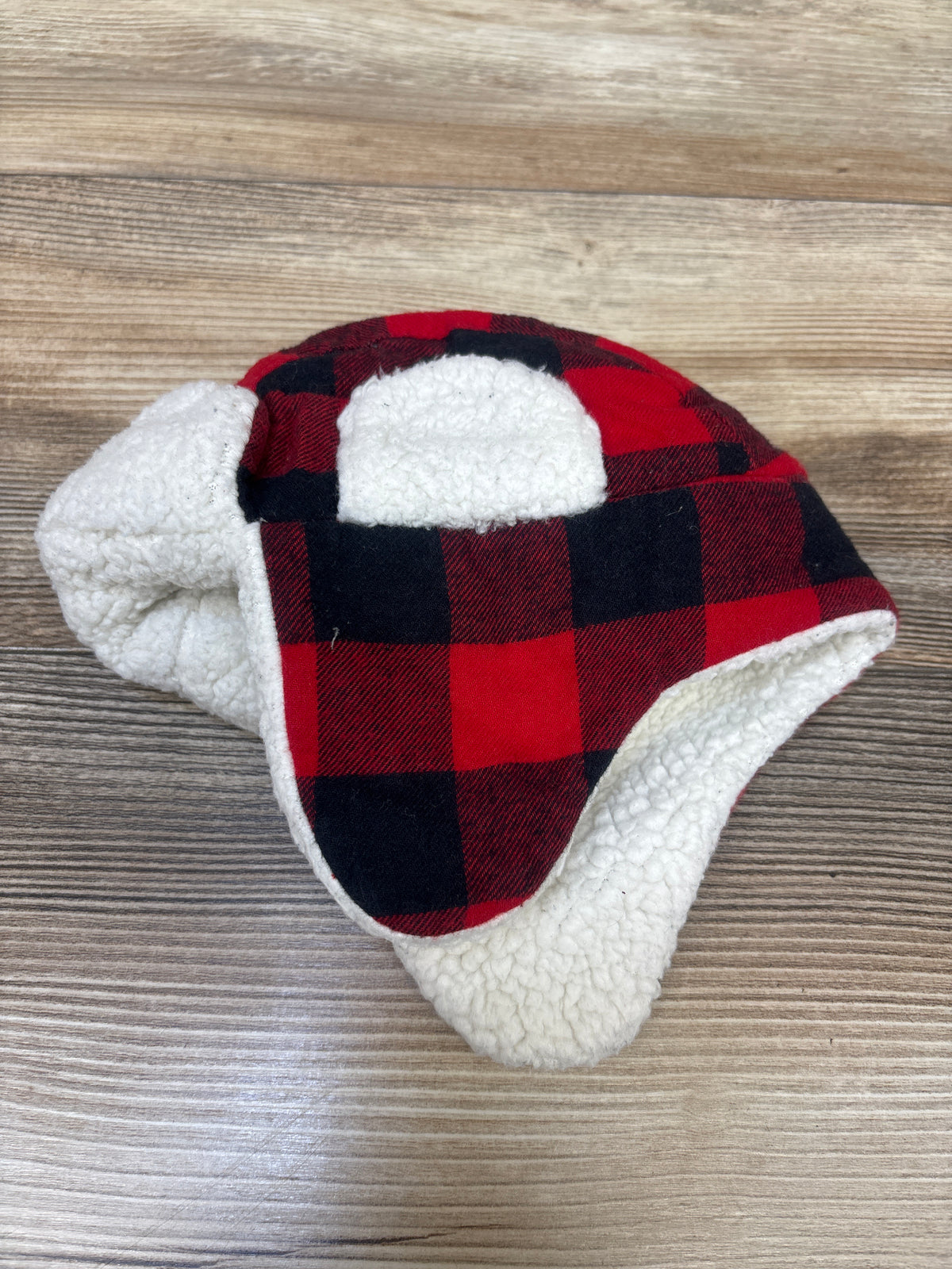 Carter's Sherpa Lined Buffalo Plaid Trapper Hat Red sz 0-3m
