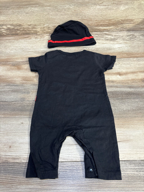 A&J Designs 2pc Ninja Romper & Hat Black sz 9-12m - Me n Mommy To Be