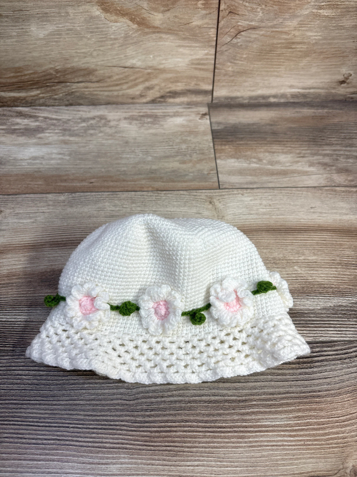 SeattleHats Hand Crocheted Floral Bucket Hat White One Size