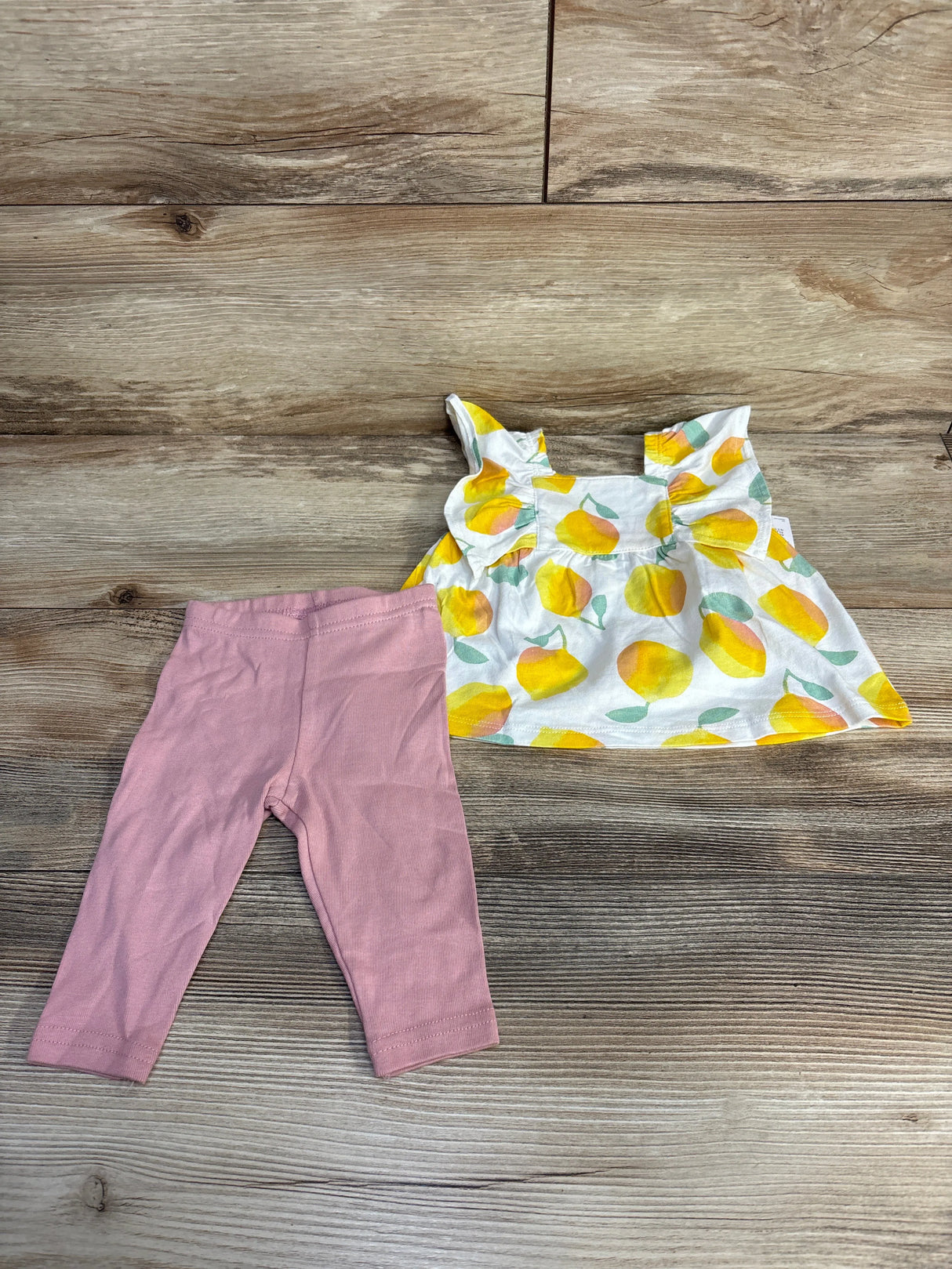 NEW Just One You 2pc Lemon Print Top & Leggings White sz 3m