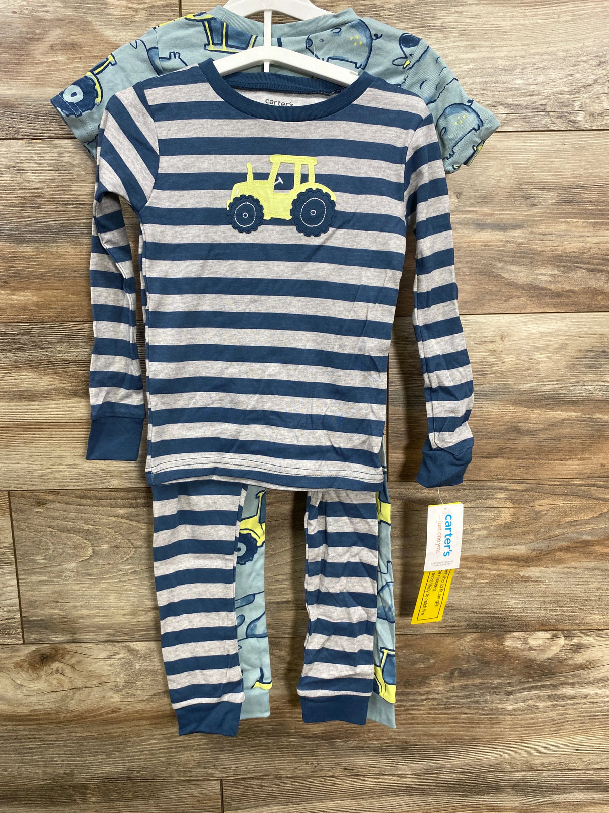 NEW Just One You 4pc Pajama Set Farm Tractors Blue sz 4T