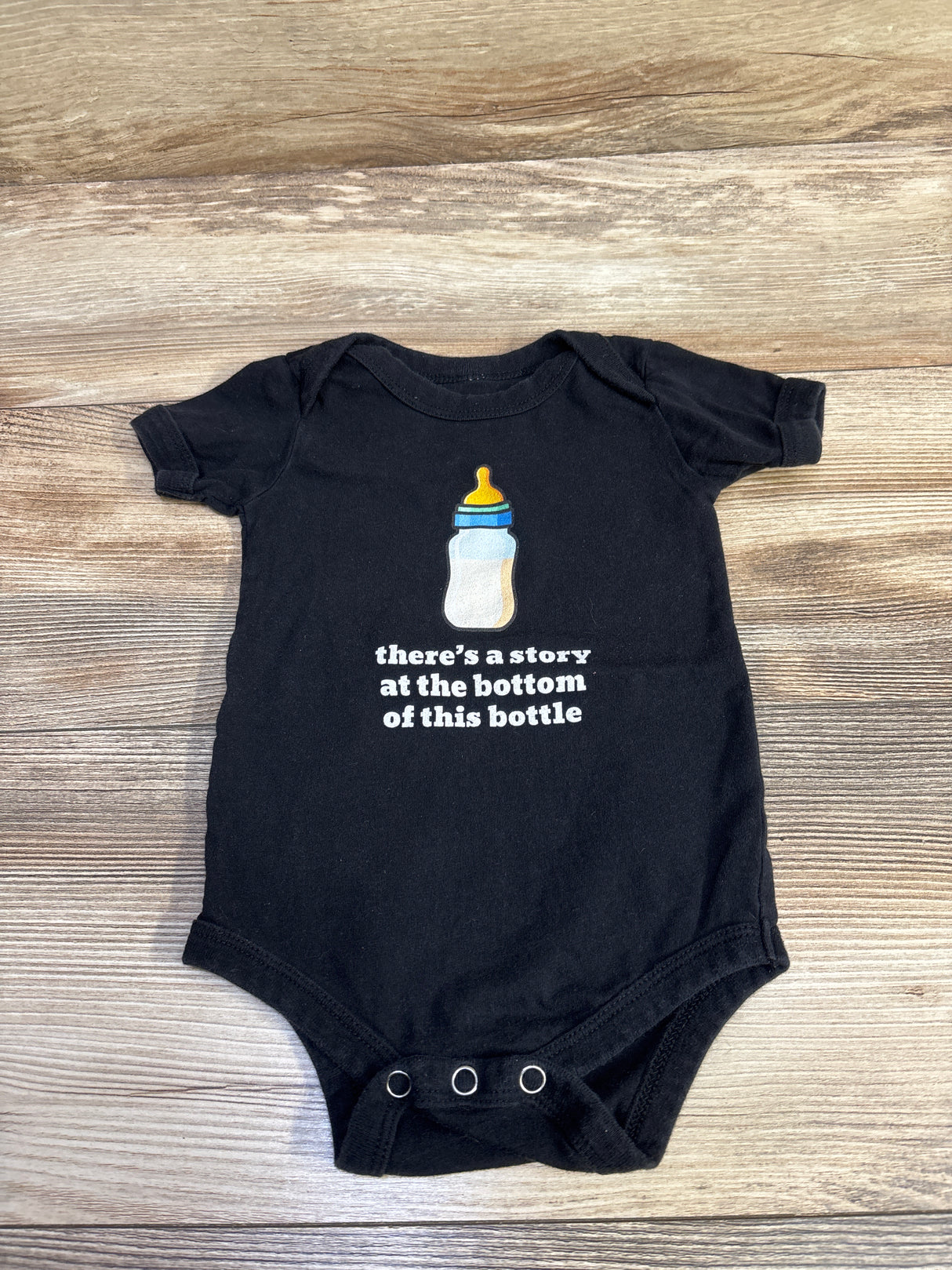 Bella + Canvas There's A Story At The Bottom Of This Bottle Bodysuit Black sz 12m