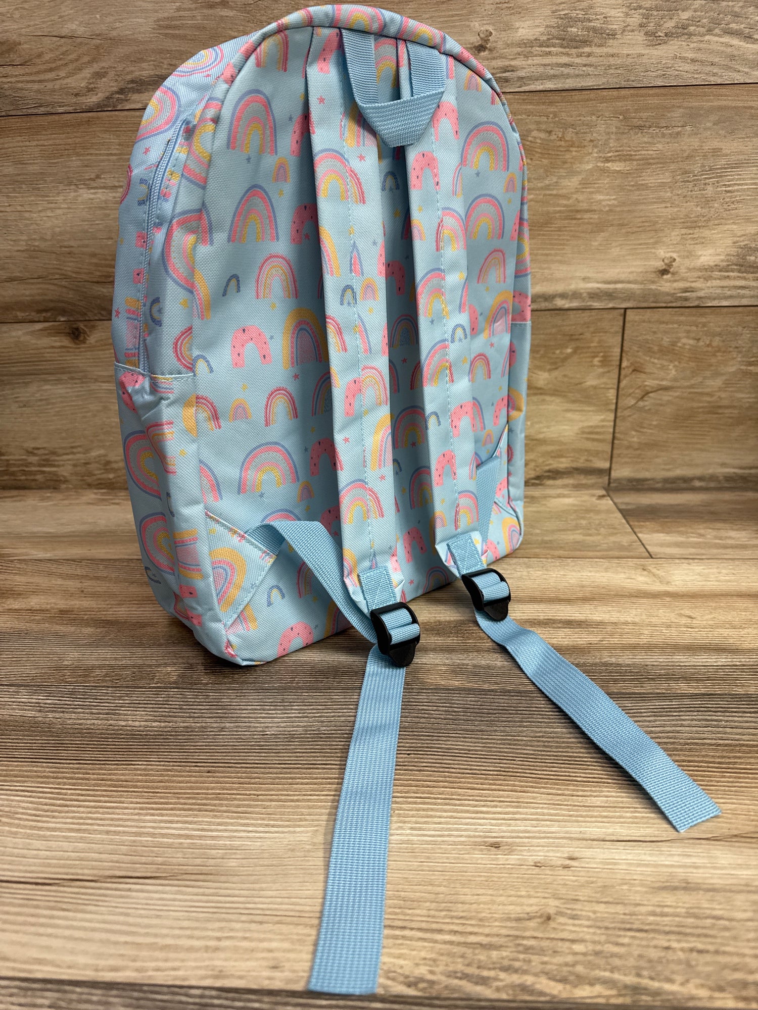 Amylove Rainbow Print School Backpack 15'' Blue