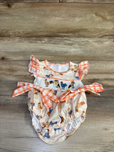 NWOT Adobabirl Smocked Farm Bubble Romper Ivory sz 3-6m