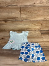 NEW Disney Baby 2pc The Little Mermaid Peplum Top & Shorts Set Blue sz 24m