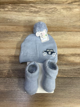 NEW NYGB Two Pom-Pom Hat & Socks 2pc Set Blue sz 0-6m