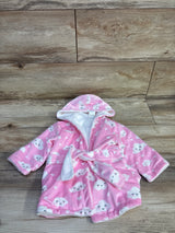 Cloud Print Hooded Bath Robe Pink sz 0-9m