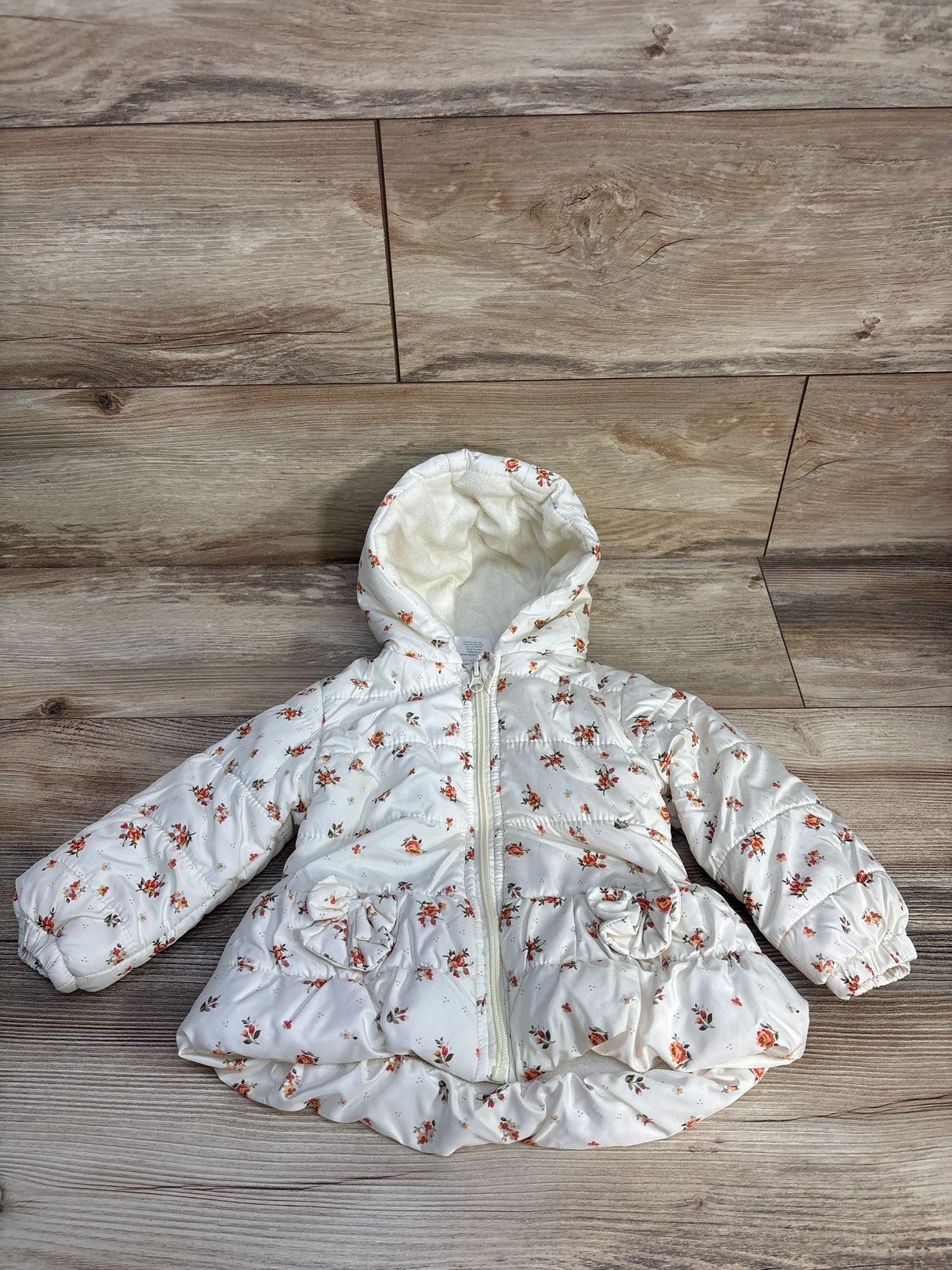 Laura Ashley Full Zip Floral Jacket White sz 12m