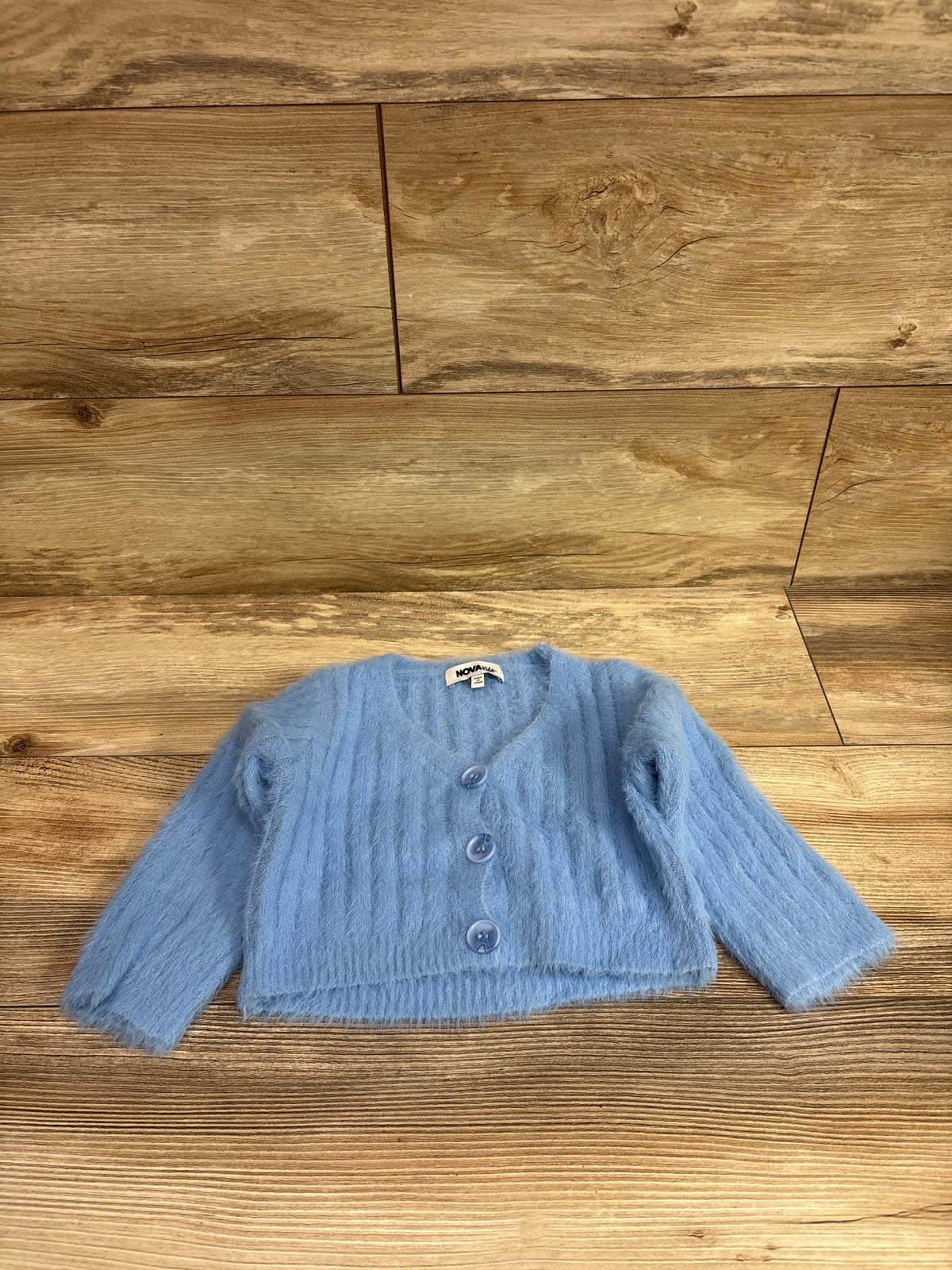 Nova Kids Fuzzy Knit Cardigan Blue sz 3T