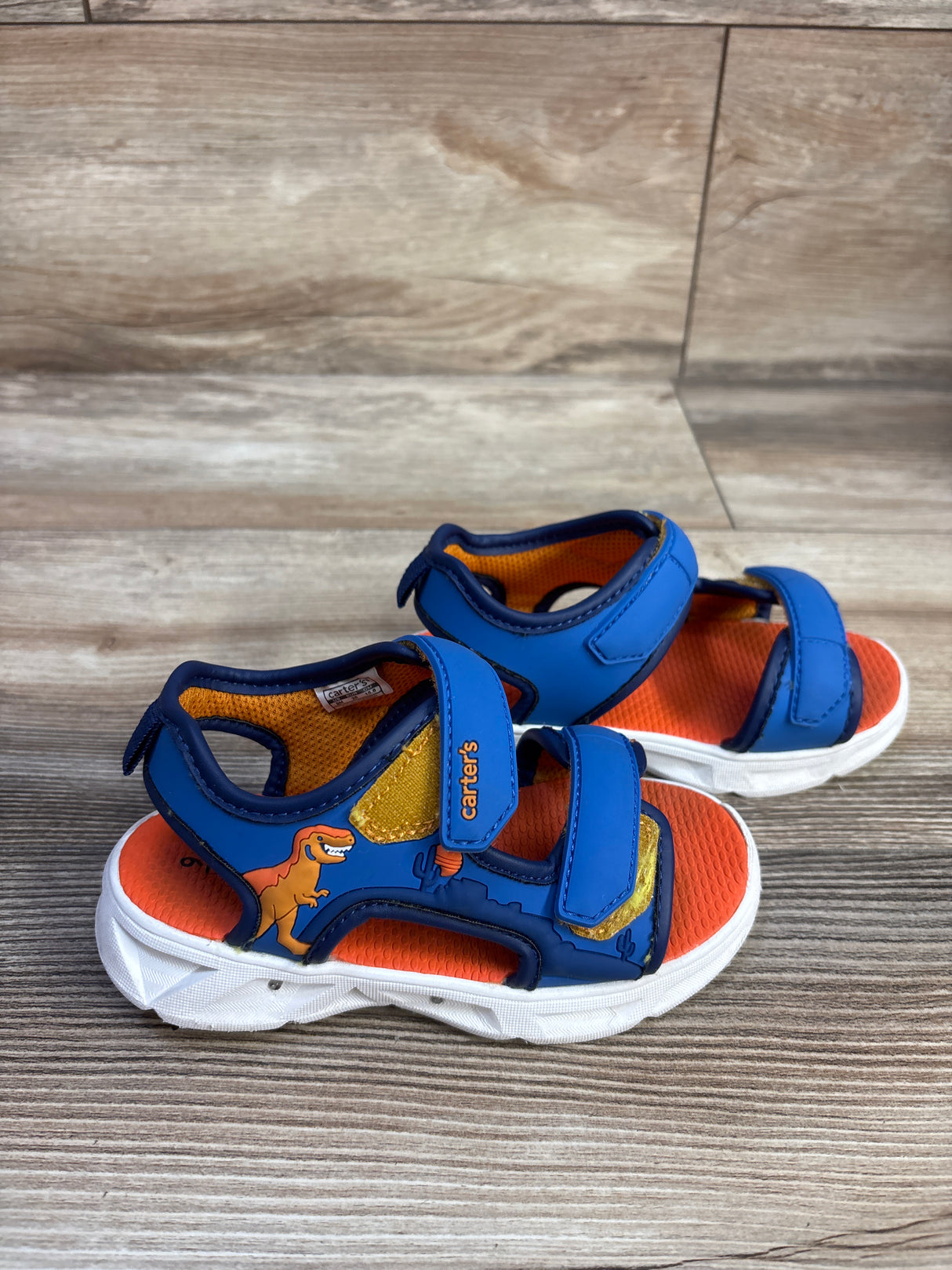 Carter's Light Up Dinosaur Double Strap Sandals Blue sz 9c