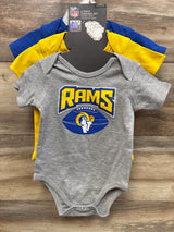 NEW NFL Los Angeles Rams 3pk Creeper Set sz 12m