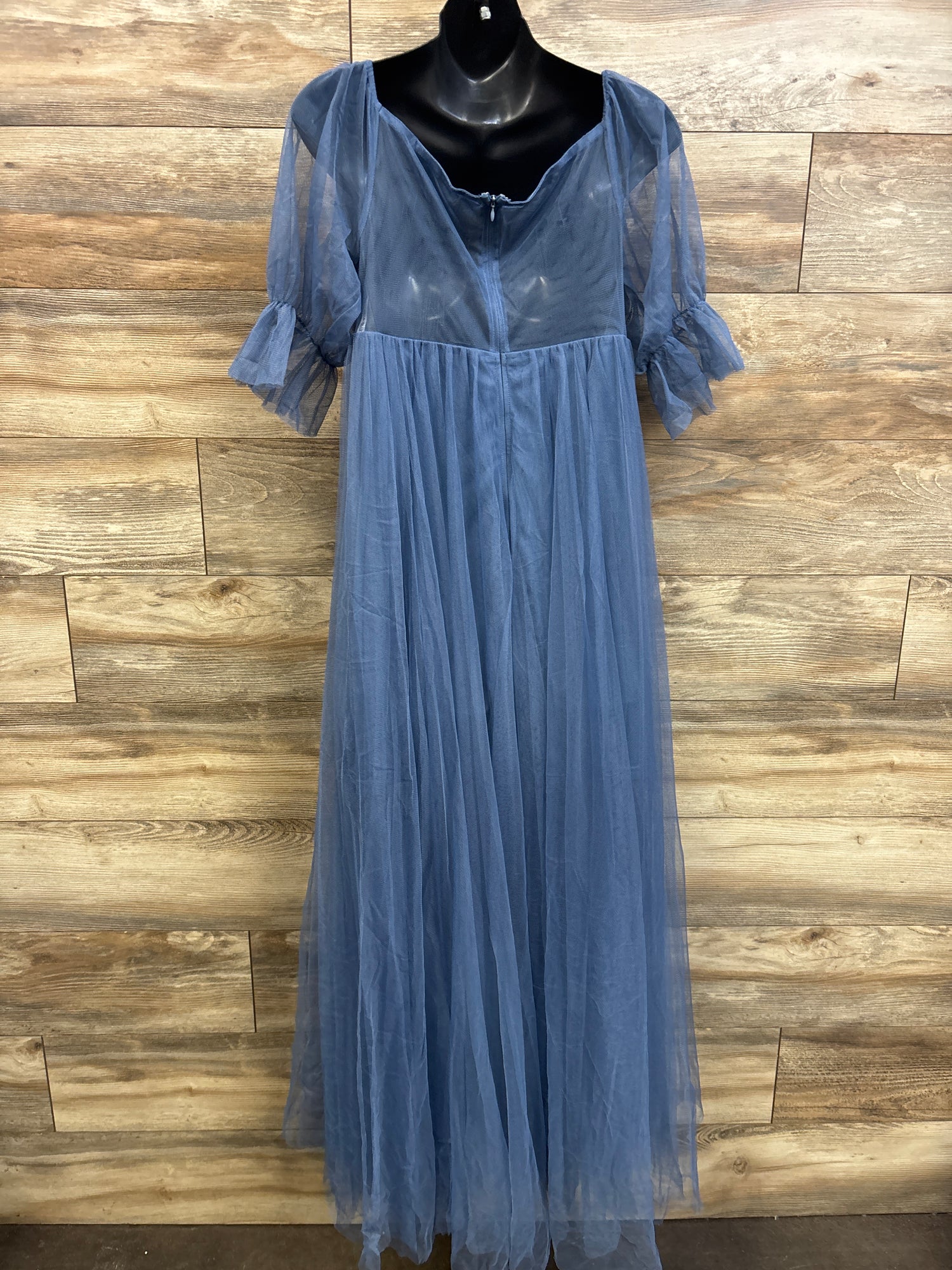 Ever Pretty Maternity Off-Shoulder Tulle Maxi Dress Blue sz XXL