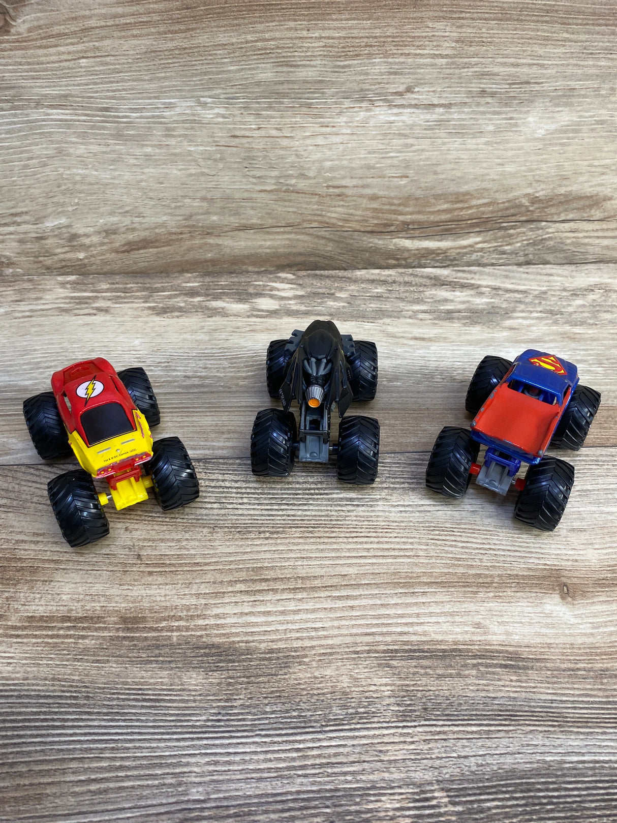 Monster Jam Batman, Superman, Flash Hero Trucks, Die-Cast 1:64 Scale